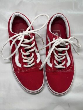 Vans Old Skool Red Canvas Sneakers Women’s 7 Classic Low Top
